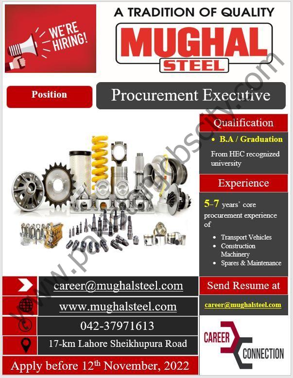 Mughal Iron & Steel Industries Limited MISIL Jobs Procurement Executive 1