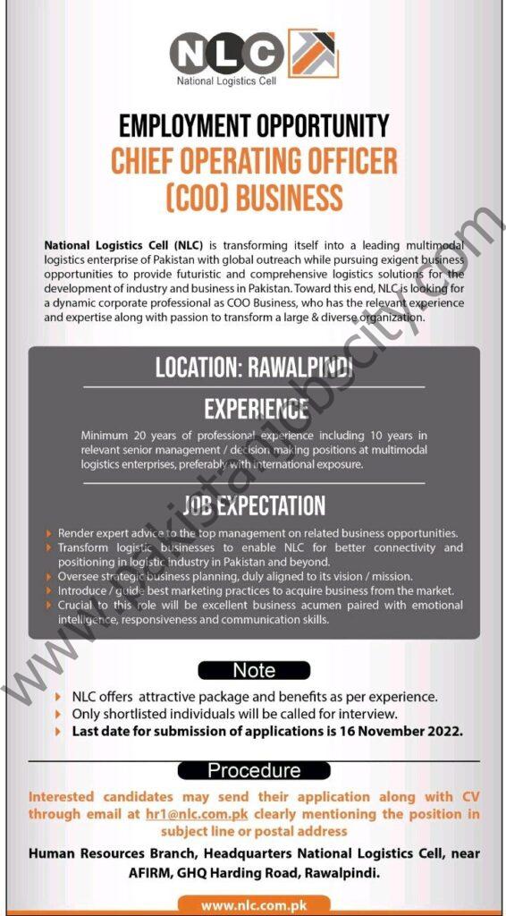 National Logistics Cell NLC Jobs Chief Operating Officer (COO) Business 1