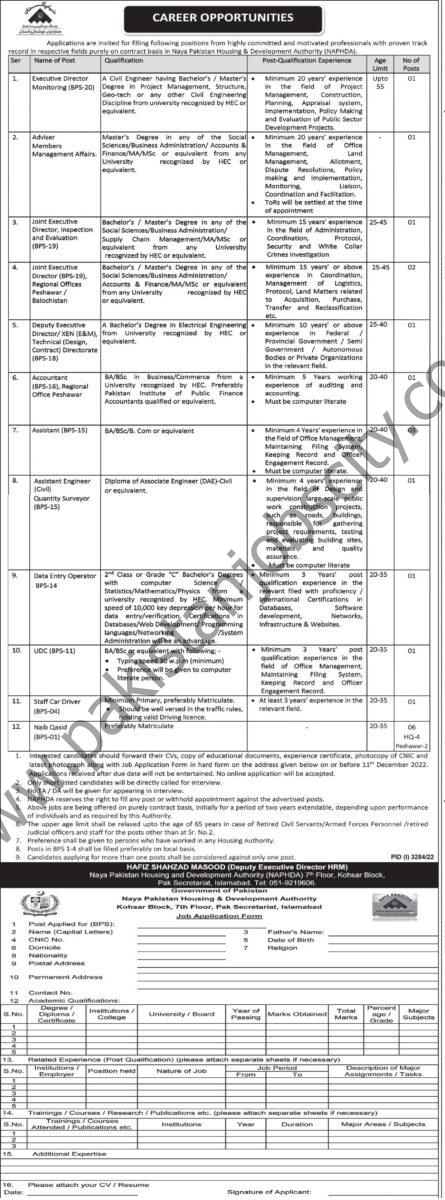 Naya Pakistan Housing & Development Authority NAPHDA Jobs 27 November 2022 Express Tribune 1