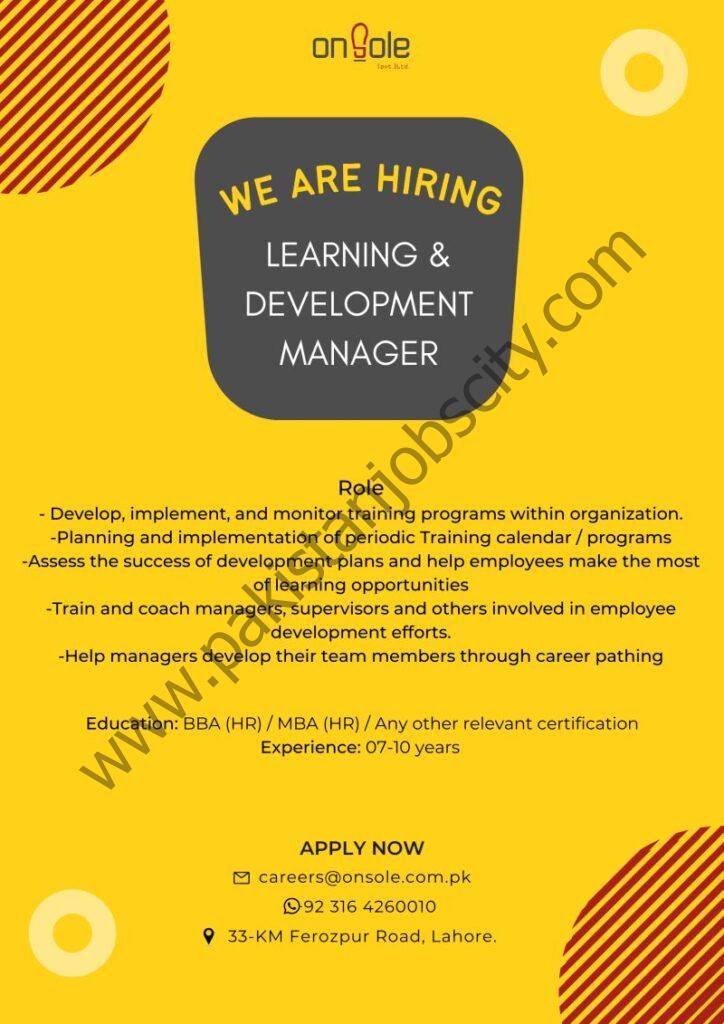 OnSole Pvt Ltd Jobs Learning & Development Manager 1