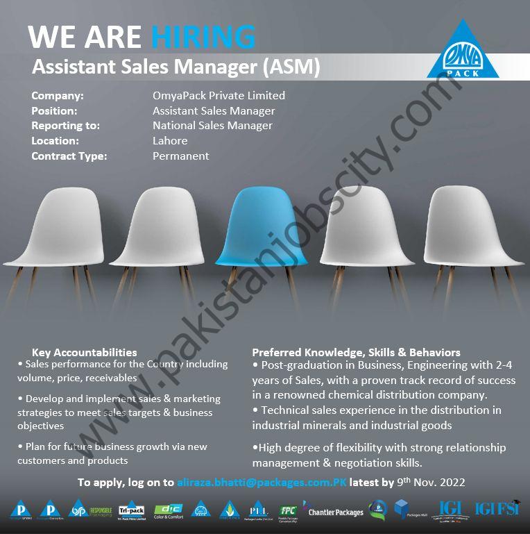 OmyaPack Pvt Ltd Jobs Assistant Sales Manager ASM 1