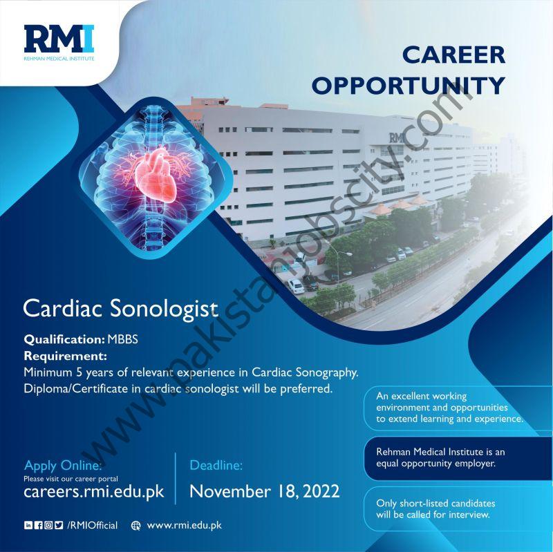 Rehman Medical Institute RMI Jobs Cardiac Sonologist 1