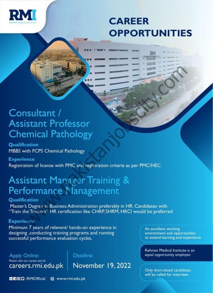 Rehman Medical Institute RMI Jobs November 2022 1