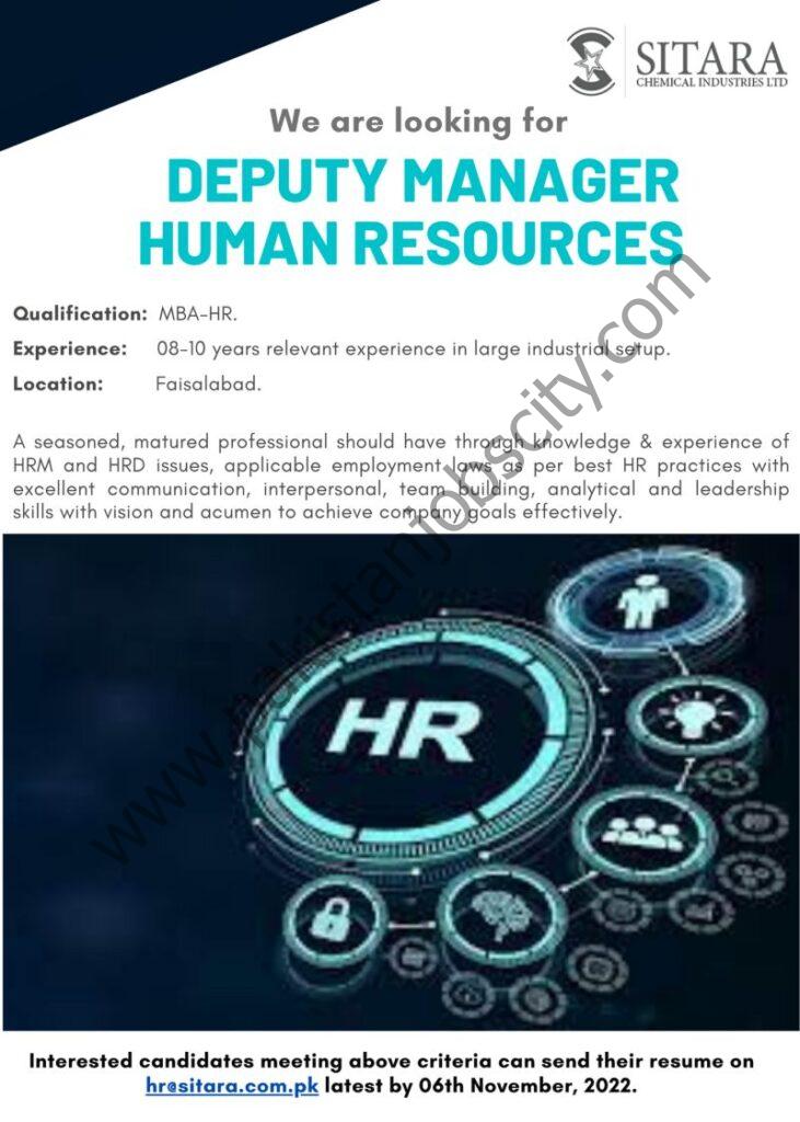 Sitara Chemical Industries Limited Jobs Deputy Manager Human Resources 1