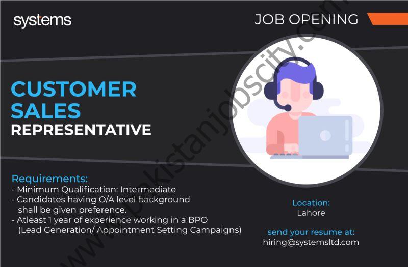 Systems Limited Jobs Customer Sales Representative 1
