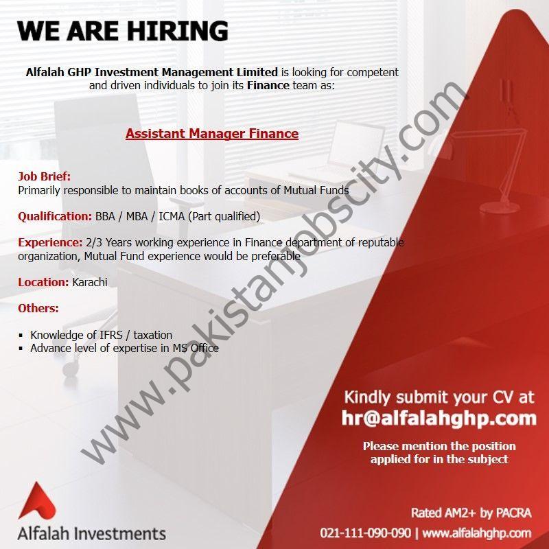 Alfalah GHP Investment Management Limited Jobs Assistant Manager Finance 1