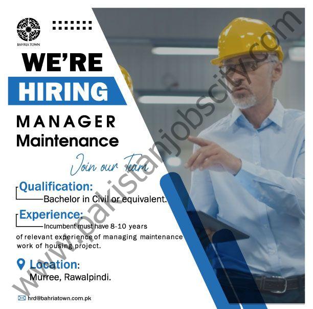 Bahria Town Jobs Manager Maintenance1