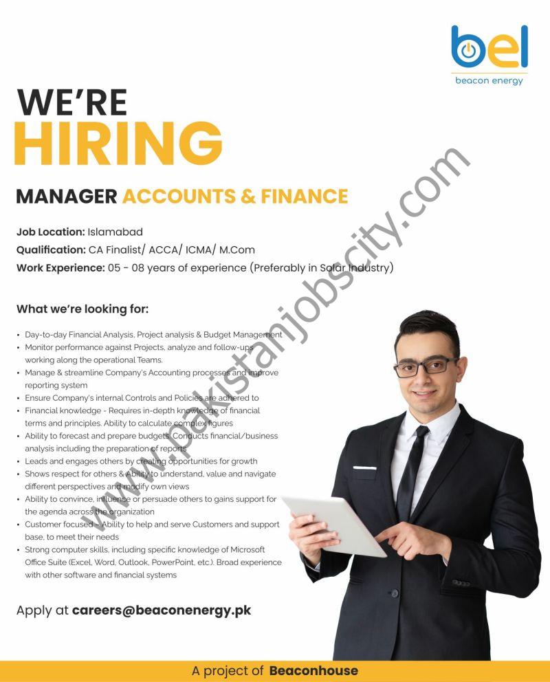 Beacon Energy Limited BEL Jobs Manager Accounts & Finance 1