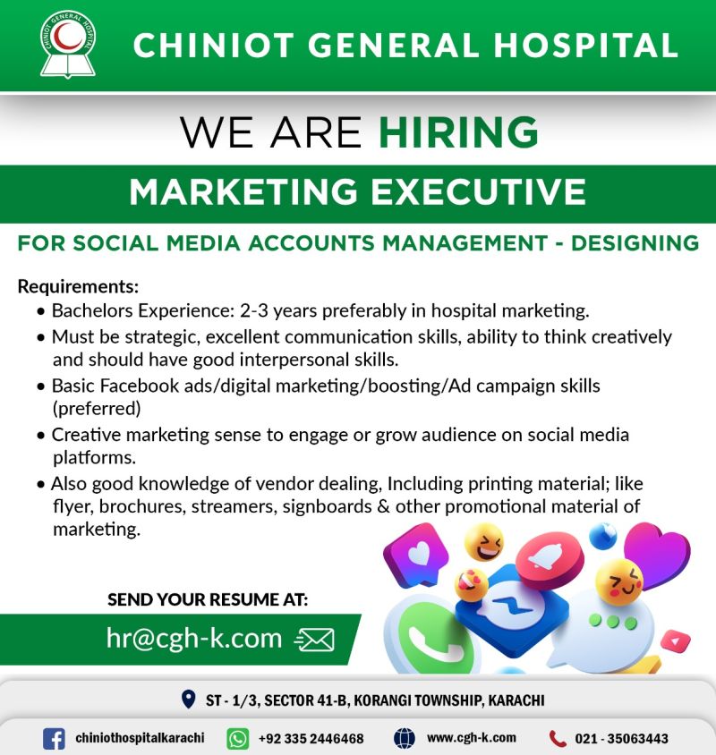 Chiniot General Hospital Jobs Marketing Executive 1