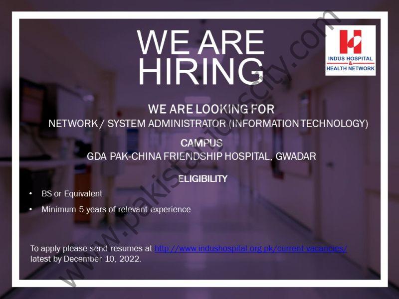 Indus Hospital & Health Network Jobs Network / System Administrator 1
