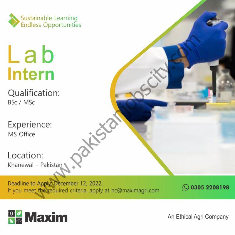 Maxim Agri Pvt Ltd Jobs Lab Intern 1