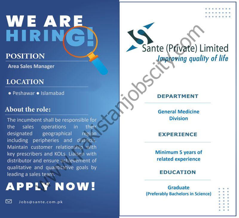 Sante Private Limited Jobs Area Sales Manager 1