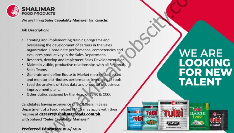 Shailmar Foods Pvt Ltd Jobs Sales Capability Manager 1
