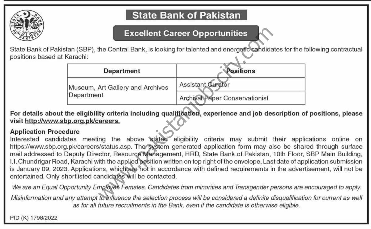 State Bank Pakistan SBP Jobs December 2022 1