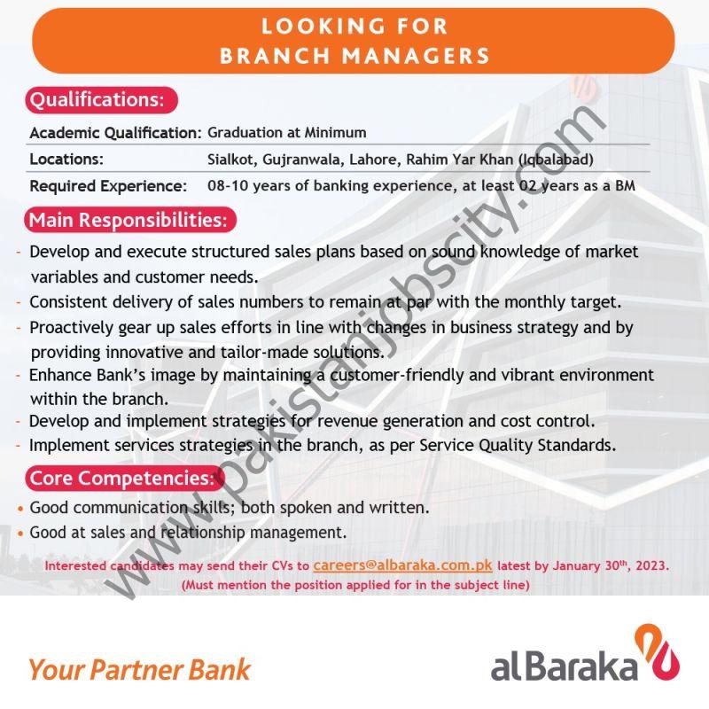 Albaraka Bank Pakistan Limited Jobs Branch Managers 1