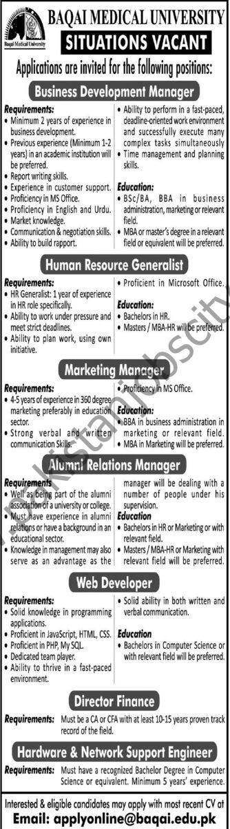 Baqai Medical University Jobs 29 January 2023 Express Tribune 1