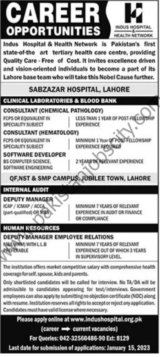 Indus Hospital Jobs 01 January 2023 The News 1