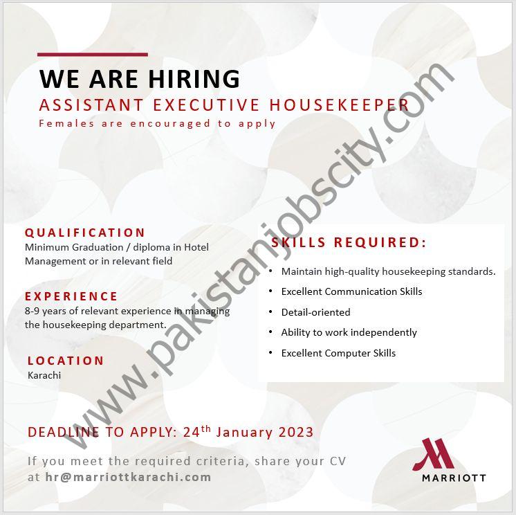 Marriott Karachi Jobs Assistant Executive Housekeeper 1