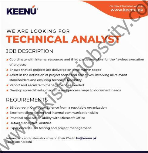 Keenu Pakistan Jobs Technical Analyst 1