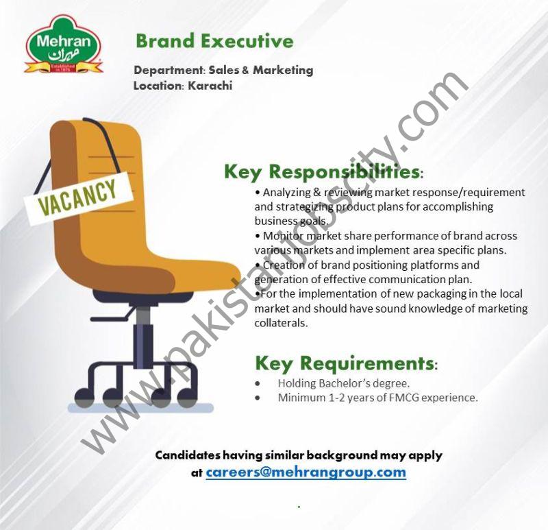 Mehran Group Jobs Brand Executive 1