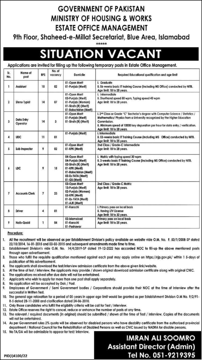 Ministry of Housing & Works Jobs 01 January 2023 Express1