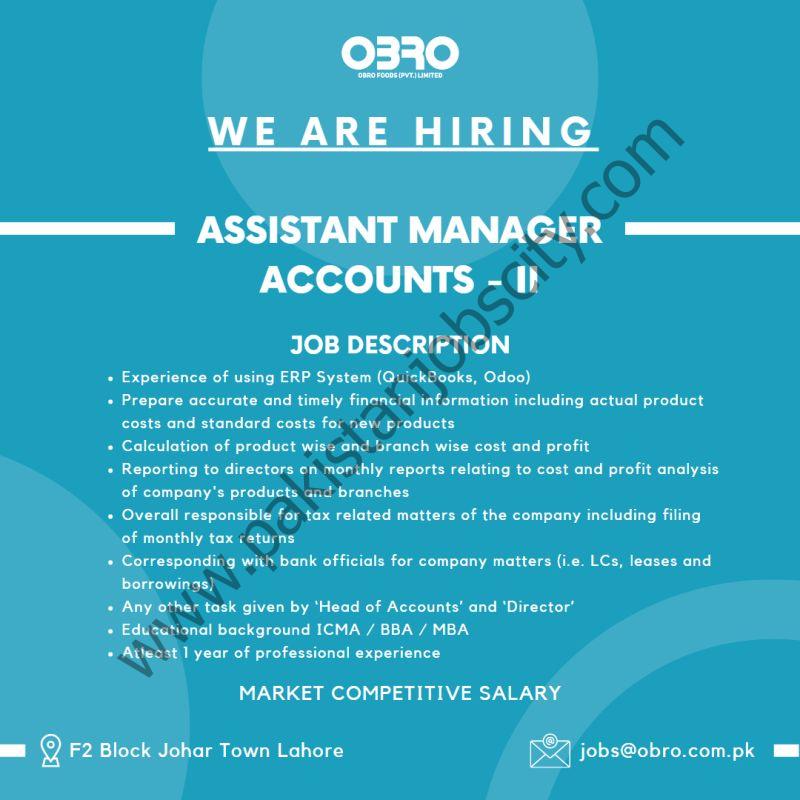 OBRO Foods Pvt Ltd Jobs Assistant Manager Accounts 1
