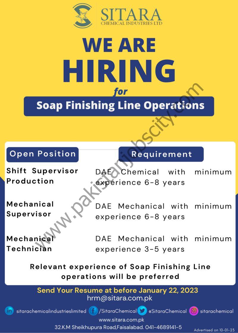 Sitara Chemical Industries Limited Jobs Soap Finishing Line Operators 1
