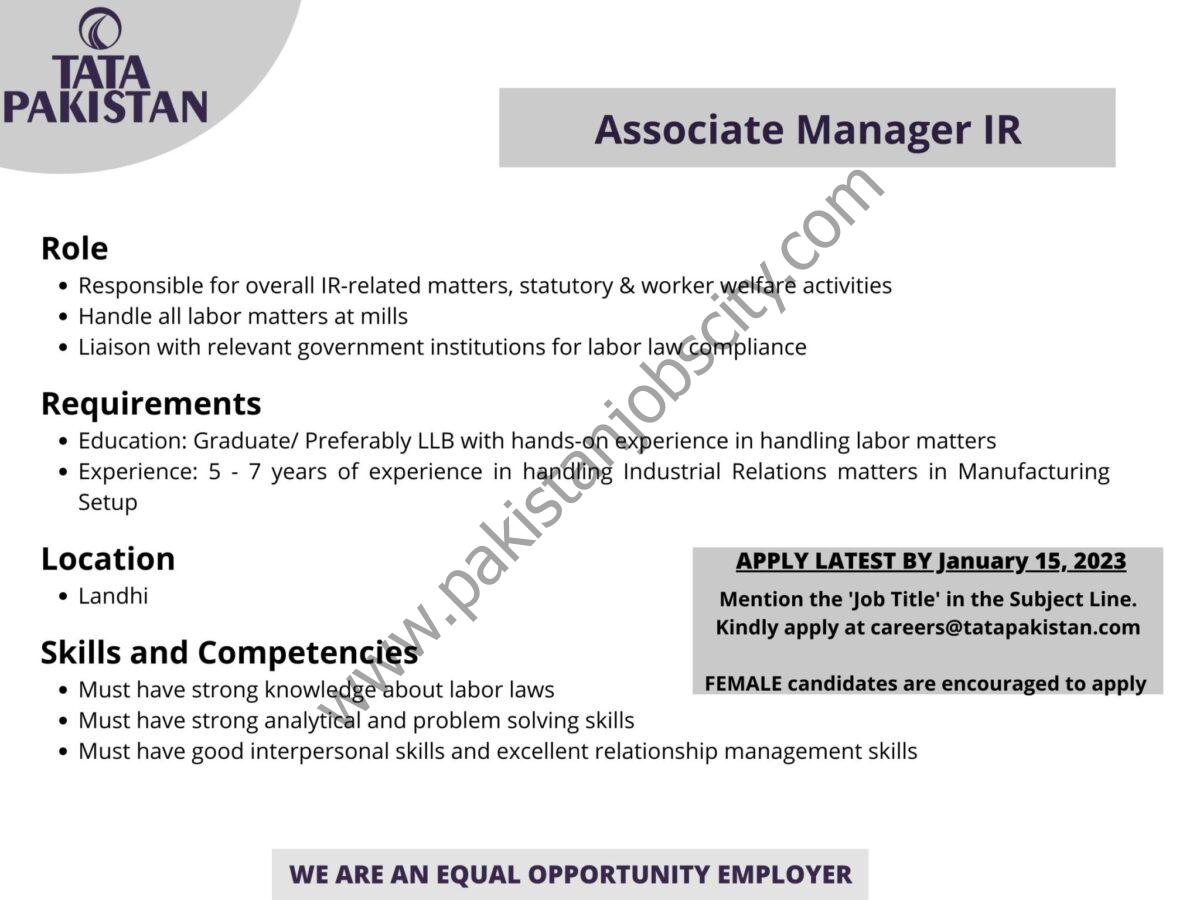 TATA Pakistan Jobs 06 January 2023 1