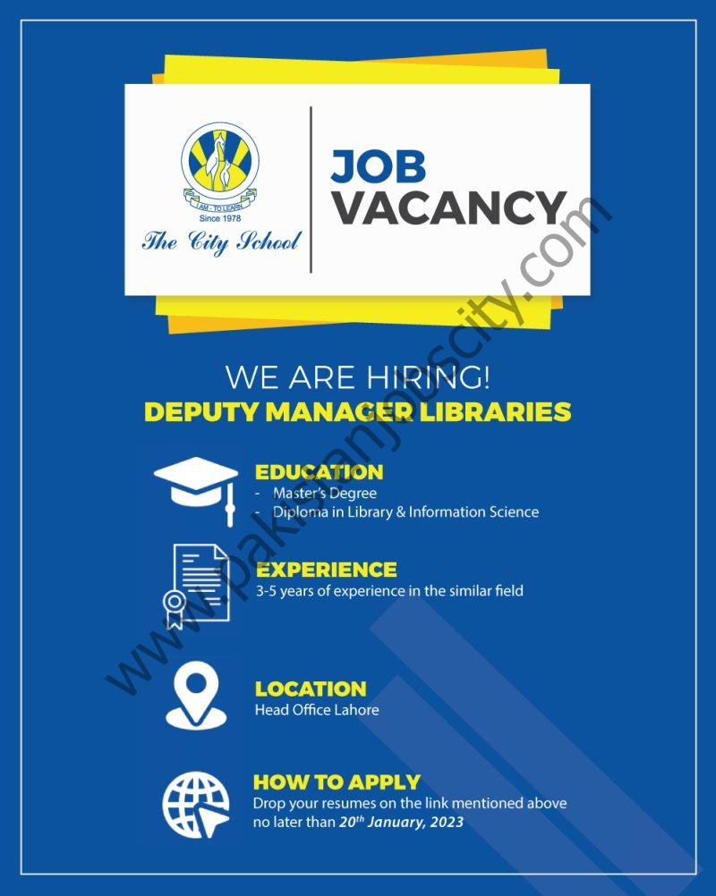 The City School Jobs Deputy Manager Libraries 1
