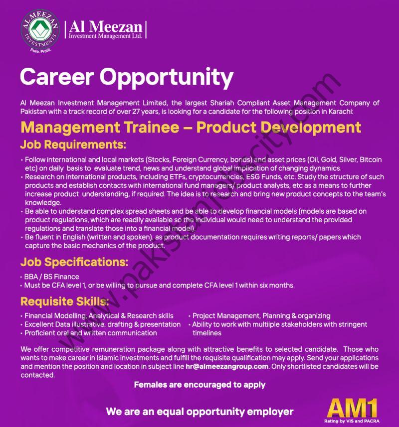 Al Meezan Investment Management Limited Jobs Management Trainee Product Development 1