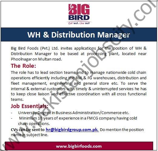 Bigbird Group Jobs WH & Distribution Manager 1