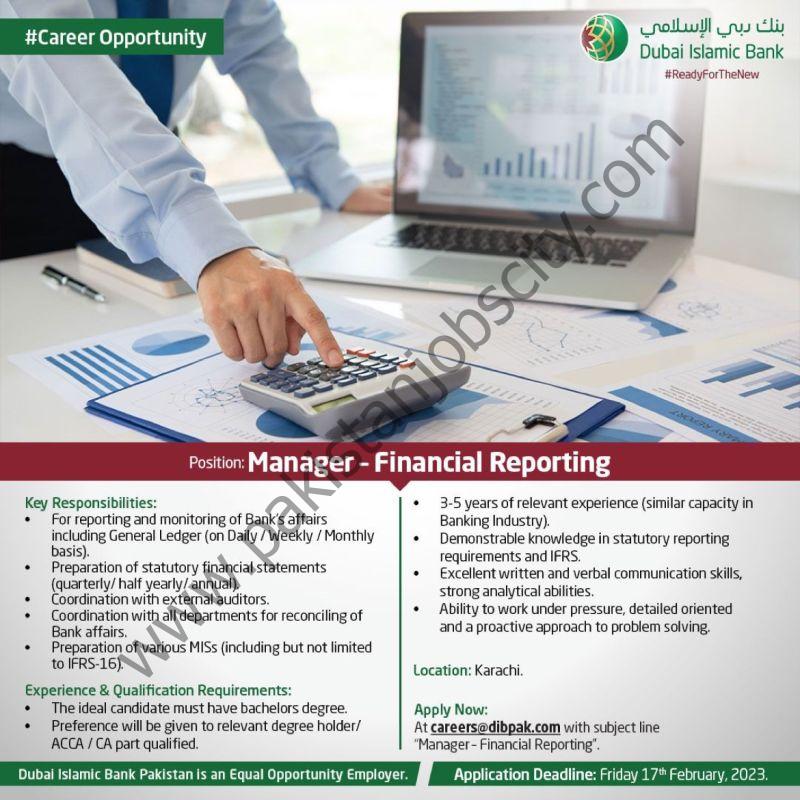 Dubai Islamic Bank Pakistan DIBP Jobs Manager Financial Reporting 1