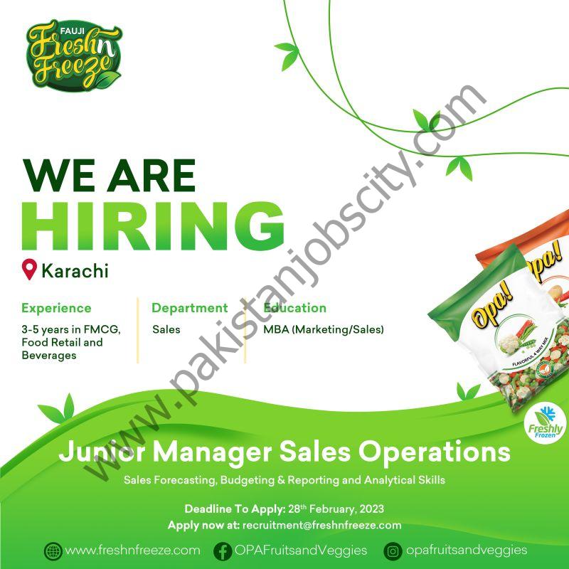 Fauji Fresh n Freeze Limited Jobs Junior Manager Sales Operations 1