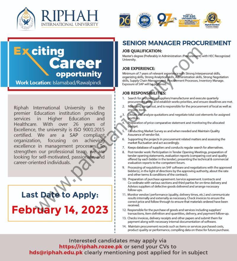 Riphah International University Jobs February 2023 1