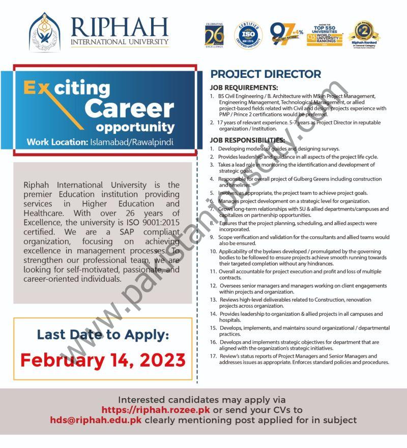 Riphah International University Jobs February 2023 2