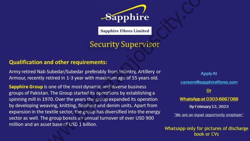 Sapphire Fibres Limited Jobs Security Supervisor 1