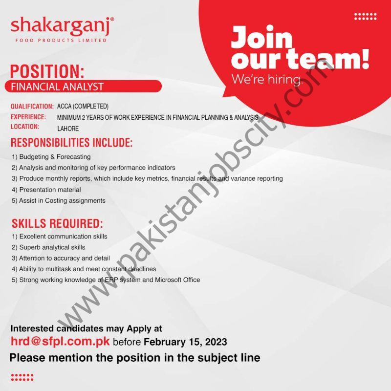 Shakarganj Food Products Ltd Jobs Financial Analyst 1