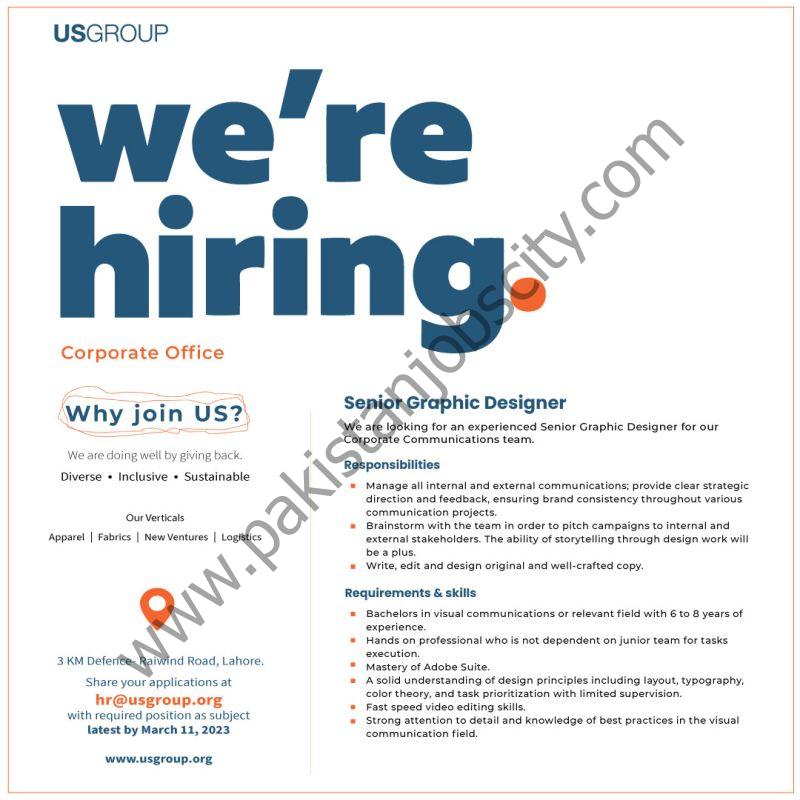 US Group Jobs Senior Graphic Designer 1