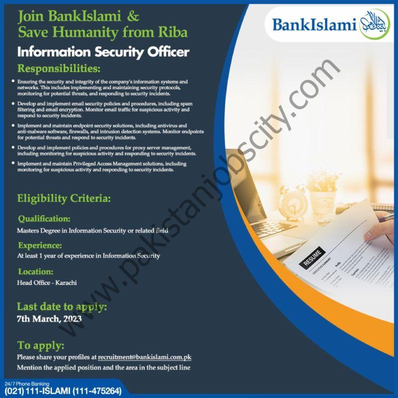 Bank Islami Pakistan Ltd Jobs Information Security Officer 1