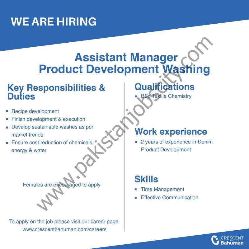 Crescent Bahuman Limited Jobs Assistant Manager Product Development Washing 1