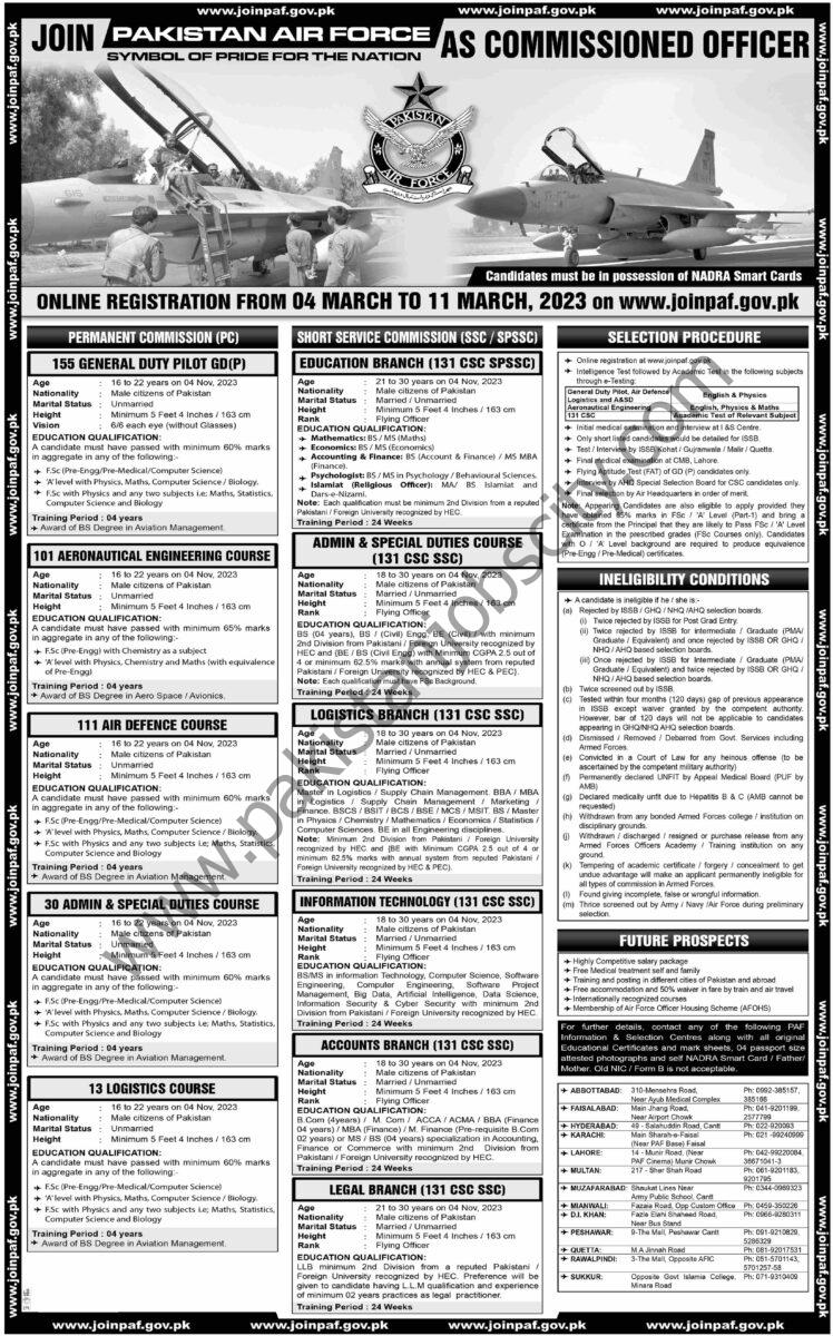 Pakistan Airforce Jobs Commissioned Officer 1