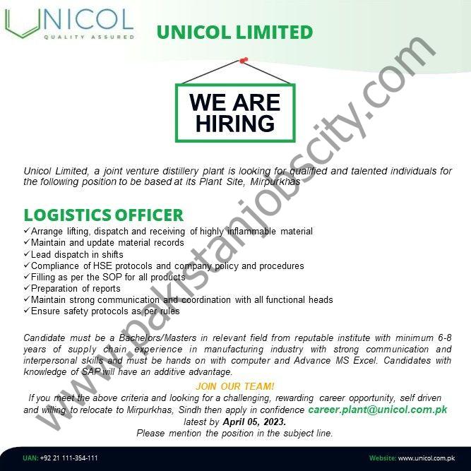 Unicol Limited Jobs Logistics Officer 1