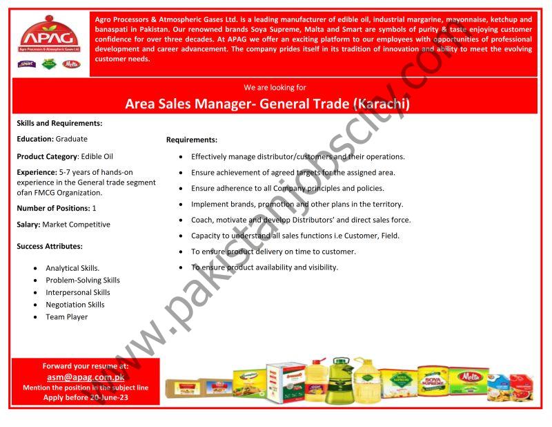 Agro Processors & Atmospheric Gases Pvt Ltd APAG Jobs Area Sales Manager 1