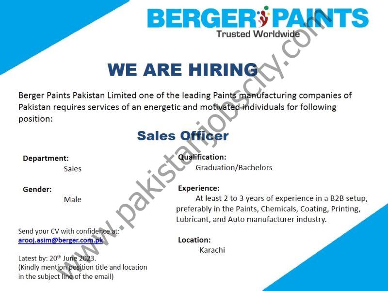 Berger Paints Pakistan Jobs Sales Officer 1
