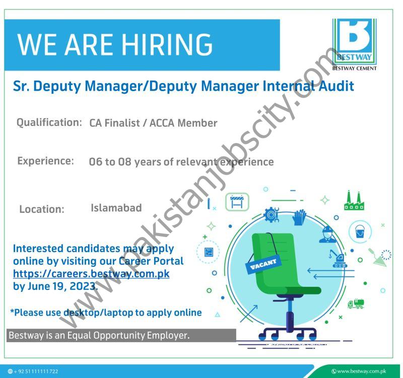 Bestway Cement Limited Jobs Senior Deputy Manager / Deputy Manager Internal Audit 1
