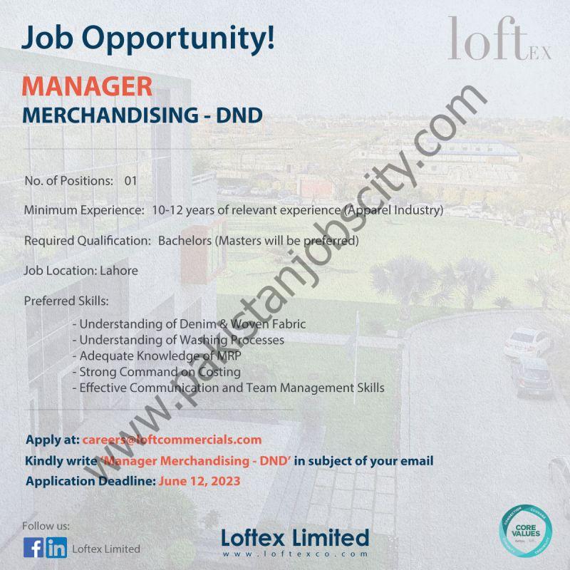 Loftex Limited Jobs Manager Merchandising DND 1