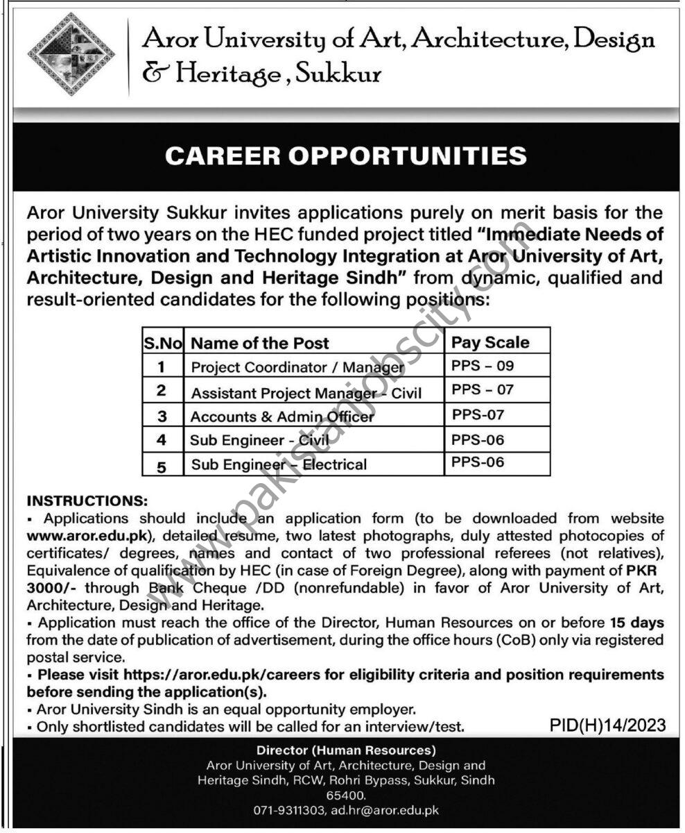 Aror University Sukkur Jobs 16 July 2023 Express Tribune 1