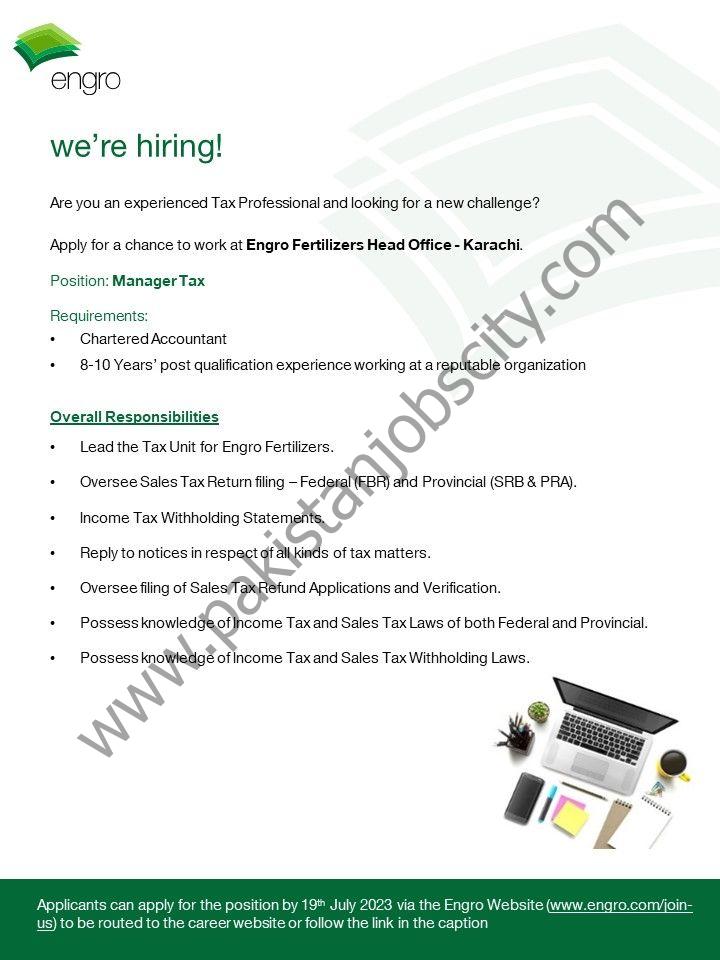 Engro Corporation Limited Jobs Manager Tax 1