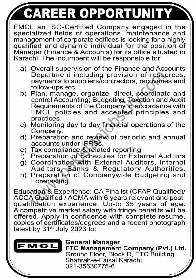 FTC Management Co Pvt Ltd Jobs 16 July 2023 Dawn 1
