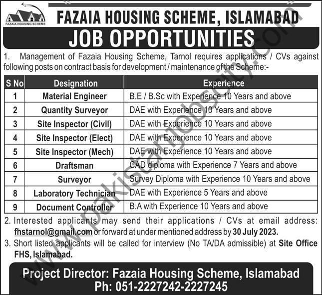 Fazaia Housing Scheme Islamabad Jobs 23 July 2023 Express 1